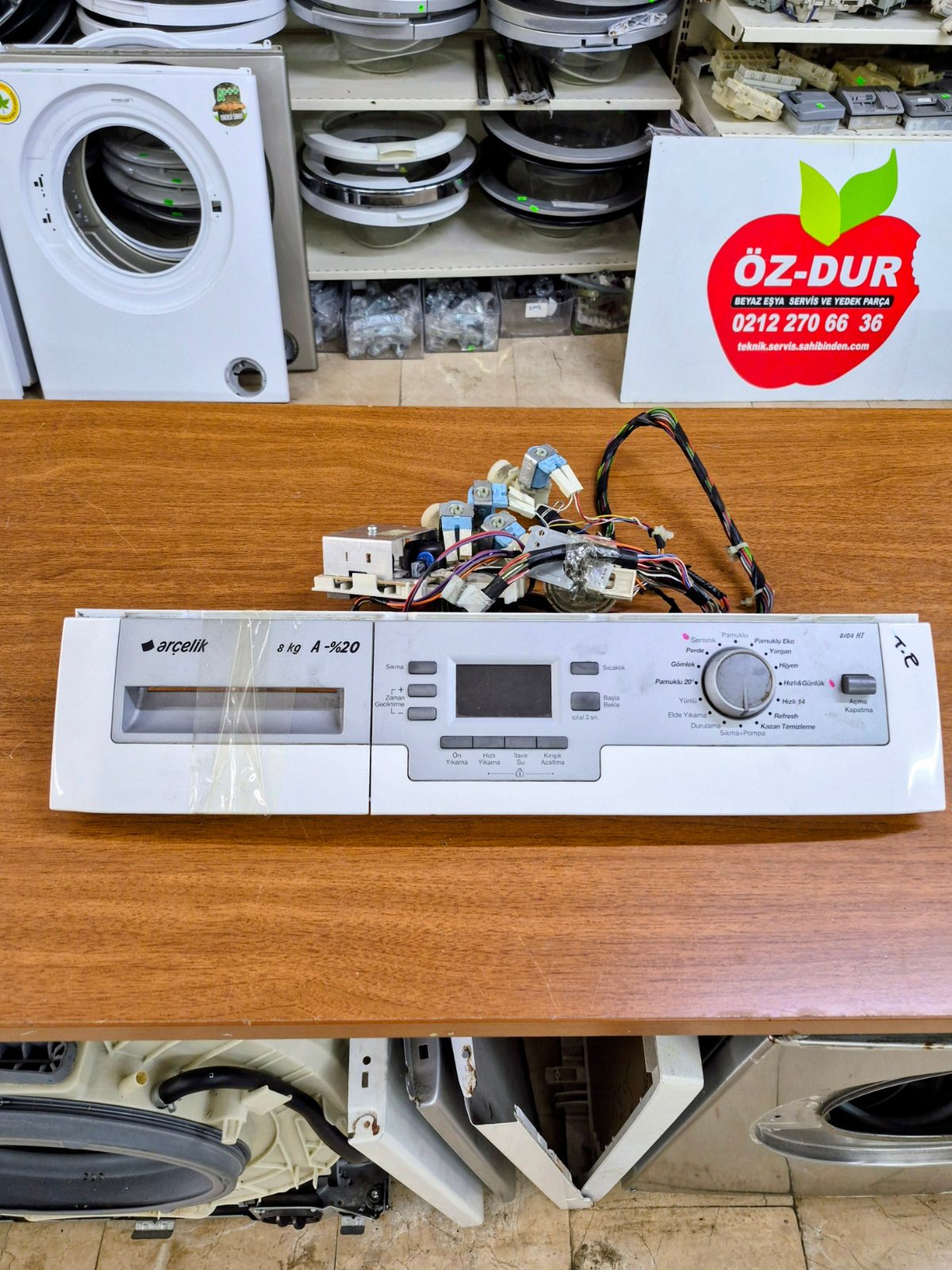 Arçelik 8104 HT Çamaşır Makinesi Ön Panel + Elektronik Kart + Tesisat Komple Set