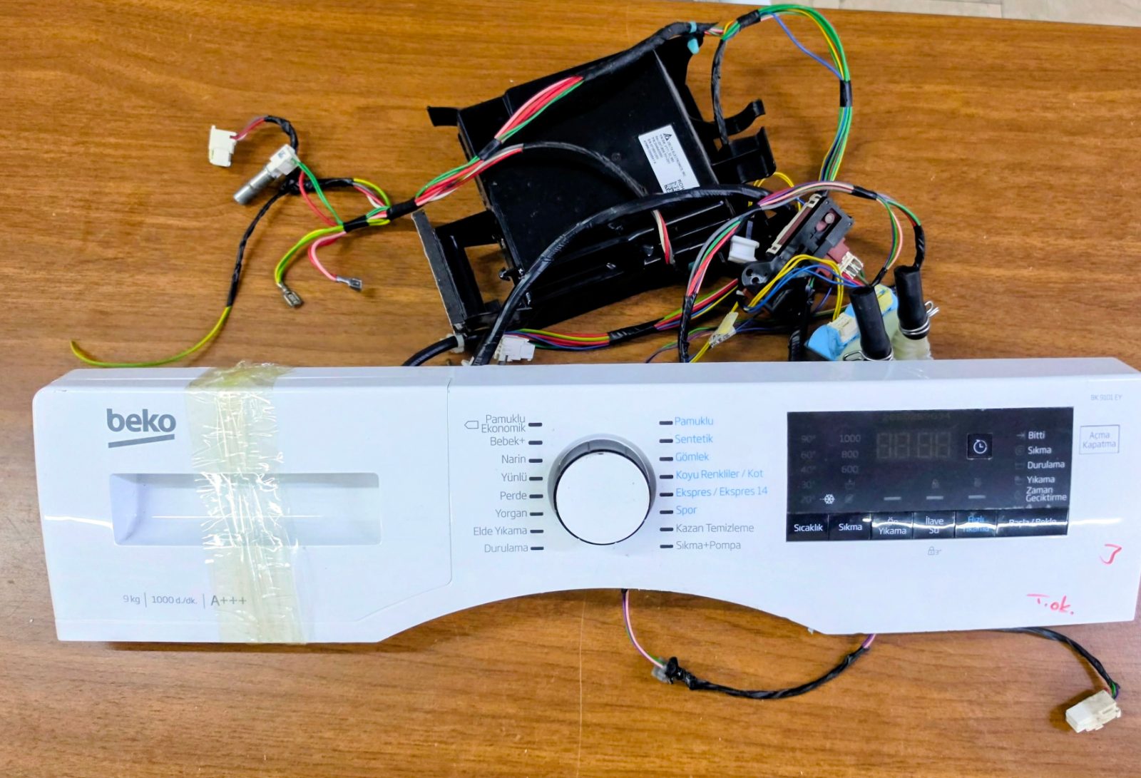 Beko BK 9101 EY Çamaşır Makinesi Ön Panel, Ekran ve Elektronik Kart Komplesi (Orijinal / Çıkma)