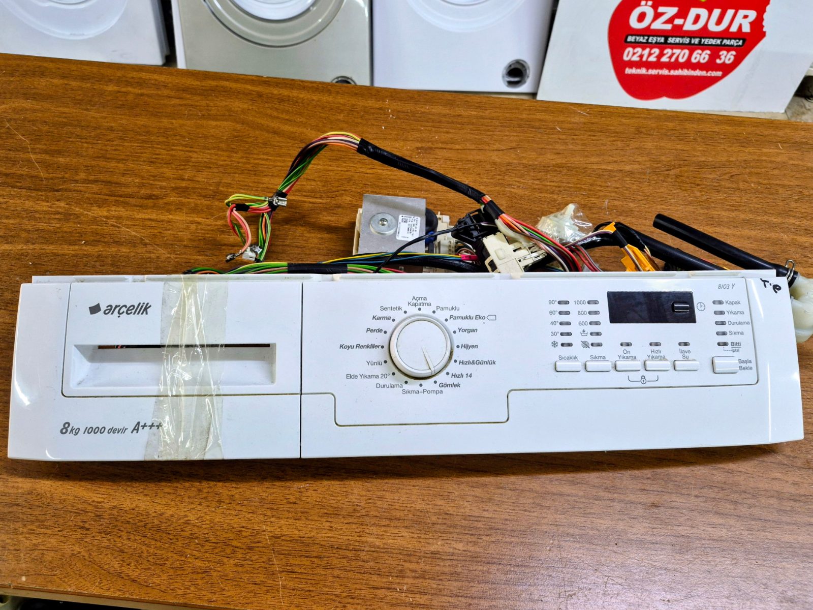 Arçelik 8103 Y Çamaşır Makinesi Ön Paneli Kartı Kablo Tesisatı Orjinal Çıkma