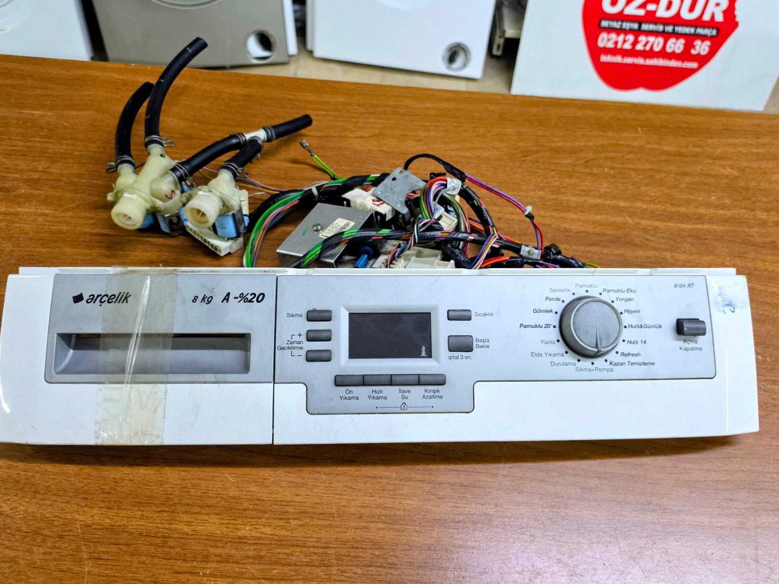 Arçelik 8104 HT Çamaşır Makinesi Ön Panel, Elektronik Kart ve Ventilleri (Orijinal) — görsel 5