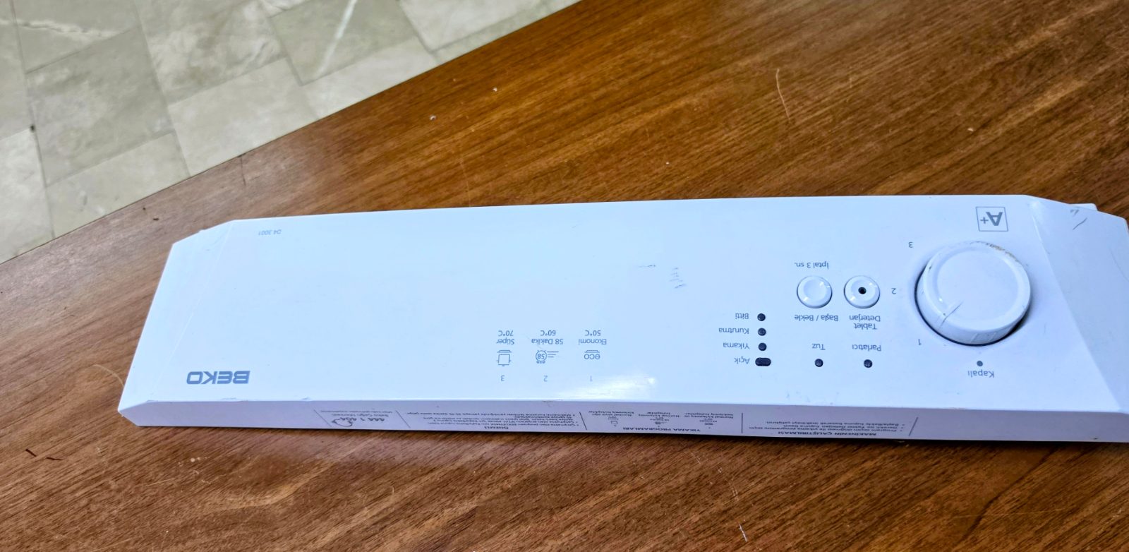 Beko D4 3001 Bulaşık Makinesi Ön Kontrol Paneli - Temiz / Orjinal Çıkma — görsel 2