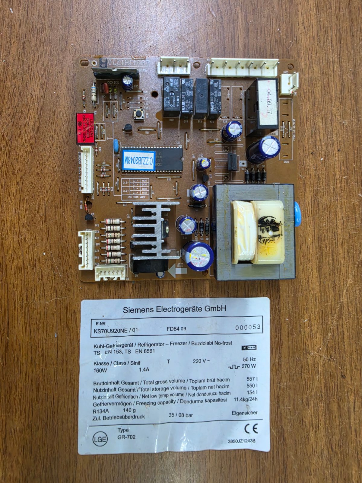 Siemens Kart KS70U920NE / 01 Buzdolabı Elektronik Ana Kart - Orijinal Çıkma Özdur Teknik — görsel 1