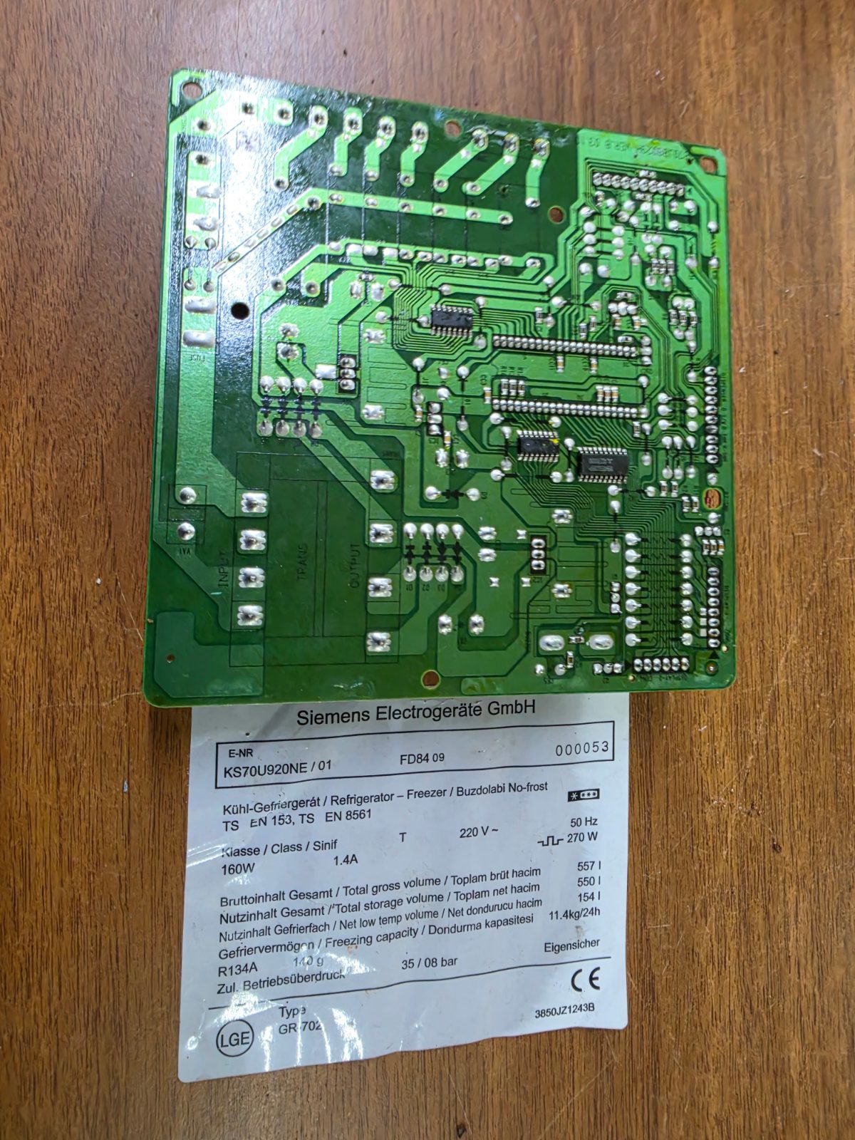 Siemens Kart KS70U920NE / 01 Buzdolabı Elektronik Ana Kart - Orijinal Çıkma Özdur Teknik — görsel 2