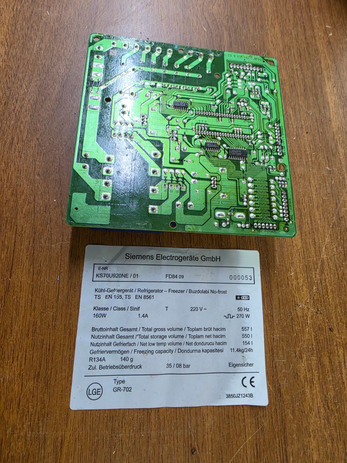 Siemens Kart KS70U920NE / 01 Buzdolabı Elektronik Ana Kart - Orijinal Çıkma Özdur Teknik — görsel 3