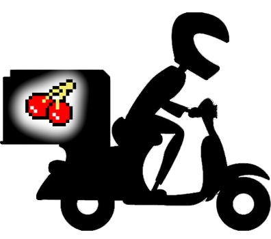 Delivery man on scooter.