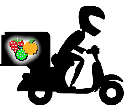 Delivery man on scooter.