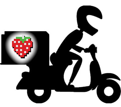 Delivery man on scooter.