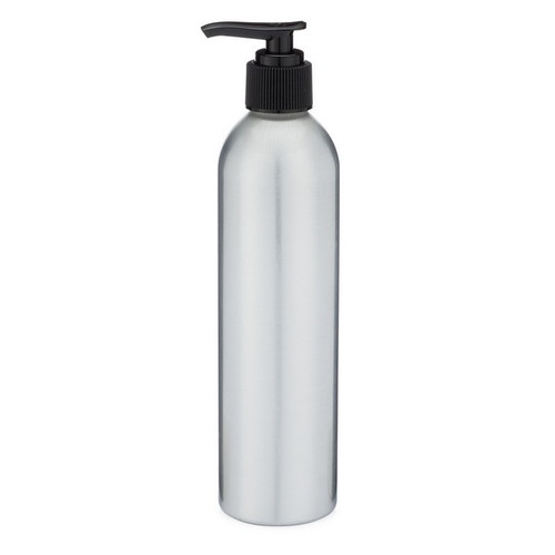250 ml Aluminum Bottle - Silver with Black Pump