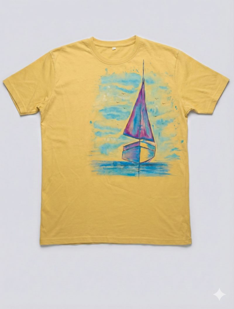 tshirt crew neck BEIGE L — Handpainted by Paherao