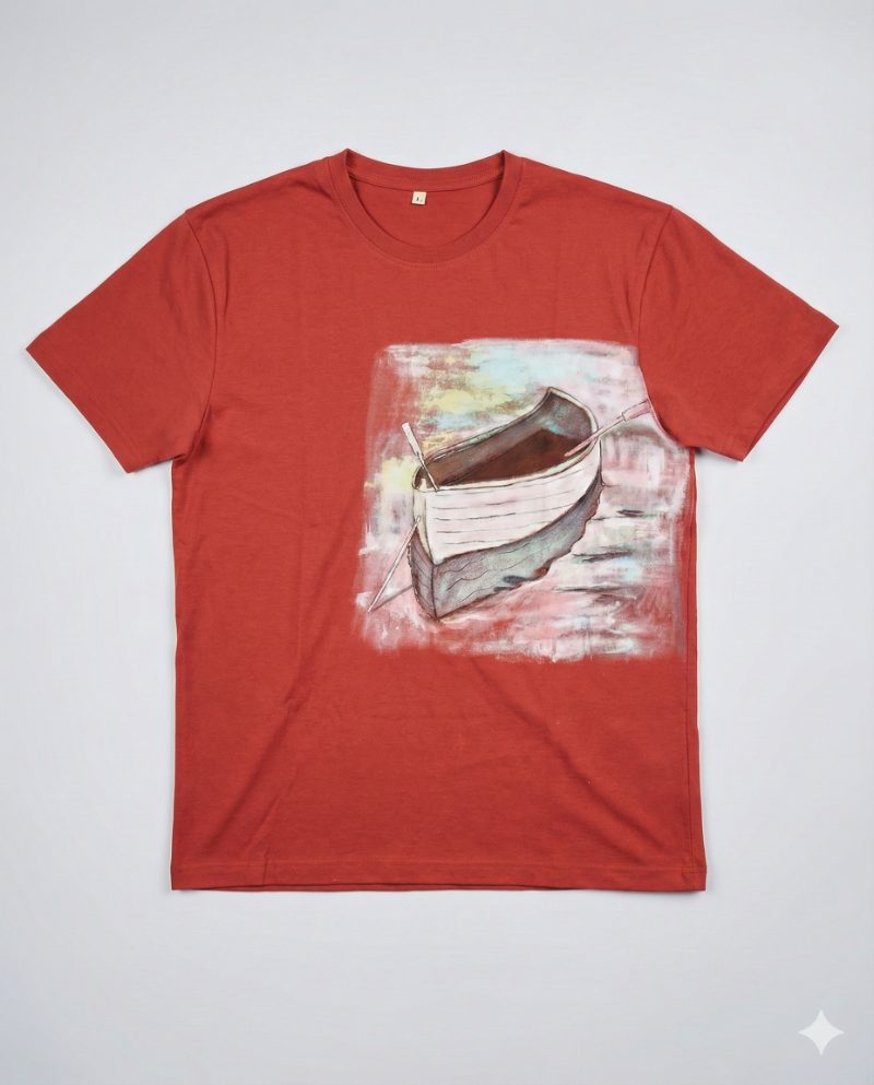 tshirt crew neck CORAL L — Handpainted by Paherao