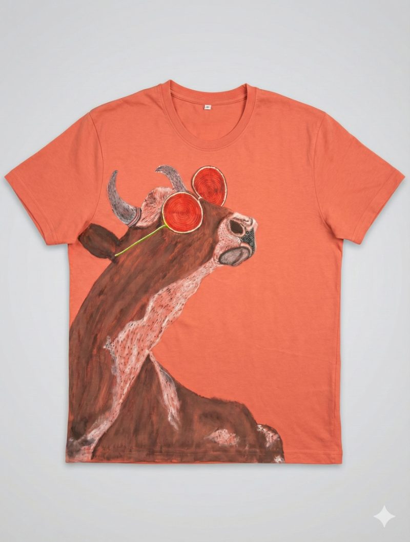 tshirt crew neck coral m — Handpainted by Paherao