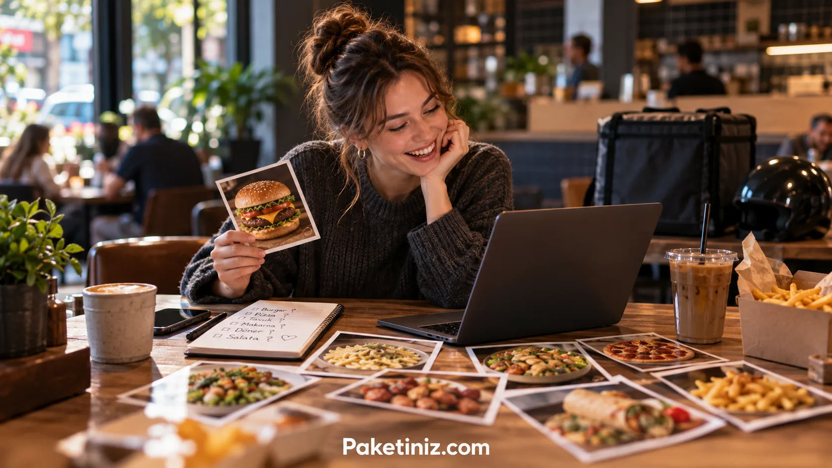 Telefon ekranında uzayıp giden bir paket servis menü listesi