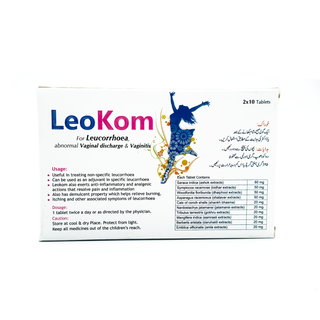 Leo Kom Tablets (30 Tablets) – For Leucorrhoea, Vaginal Discharge & Vaginitis