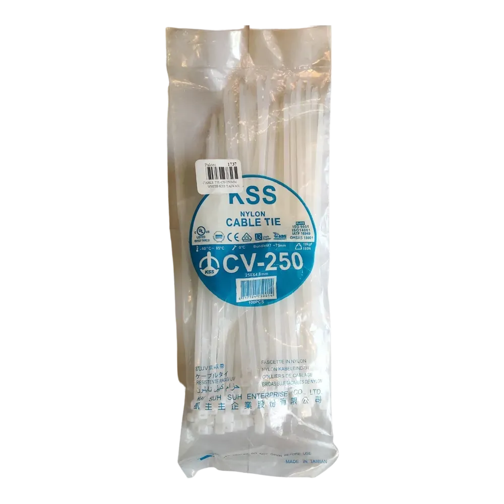 Image of product CABLE TIE CV-250 250×4.8MM WHITE KSS TAIWAN