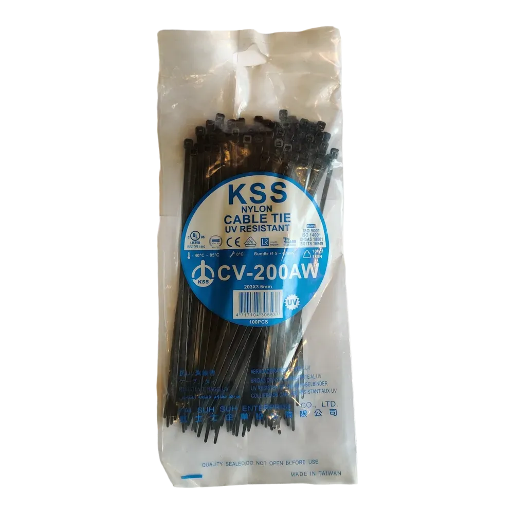 Image of product CABLE TIE CV-200AW 203×3.6MM BLACK KSS TAIWAN