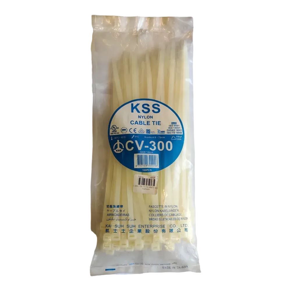 Image of product CABEL TIE CV-300M WHITE 300X7.6MM KSS