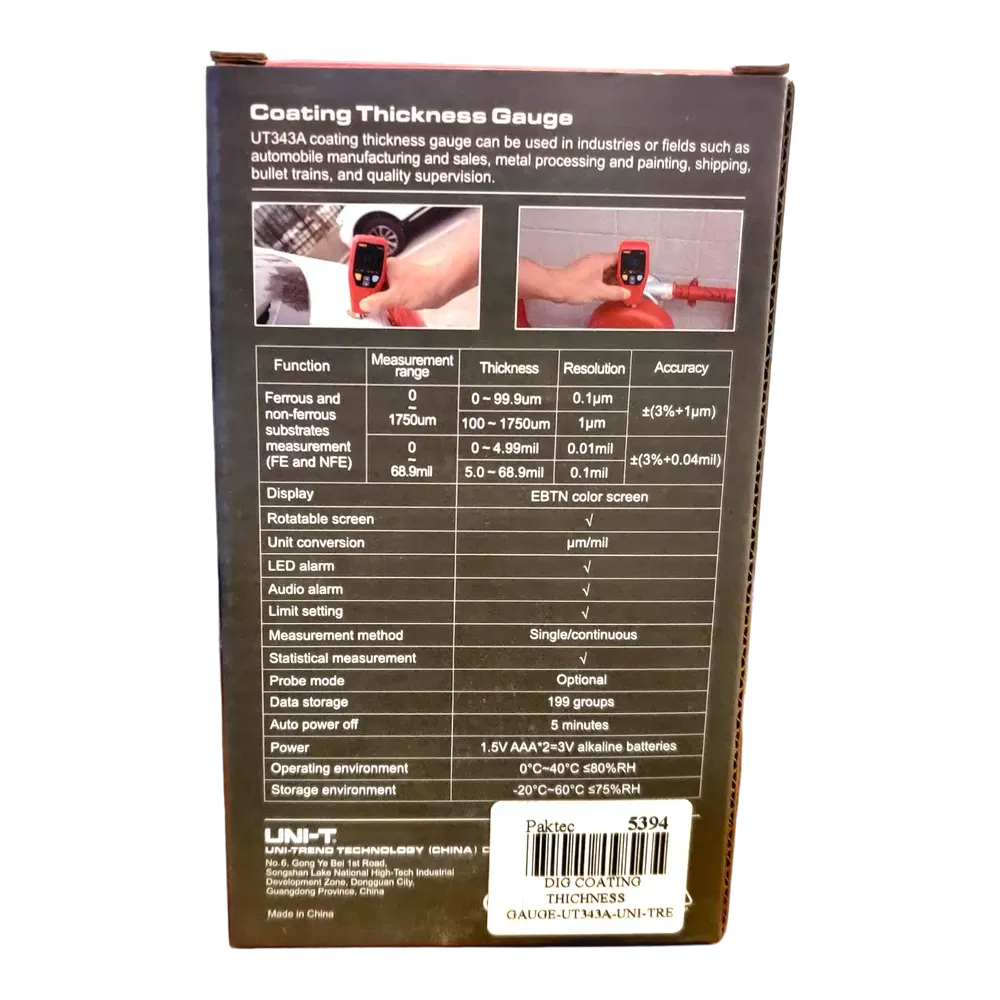 Image of product DIG COATING THICHNESS GAUGE UT343A UNI TREND