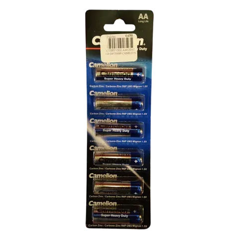 Image of product BATTERY CELL AA6 ZINC R6P BP1X6BP CAMELION