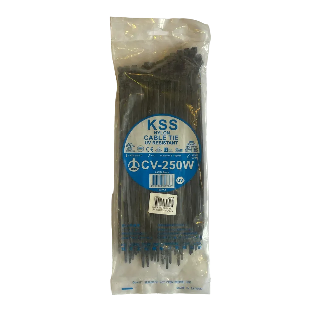 Image of product CABLE TIE CV-250W 250×4.8MM BLACK KSS