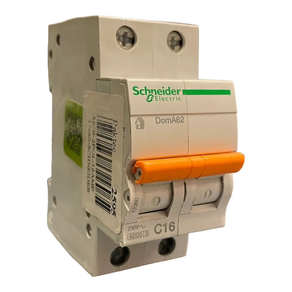 Image of product CIRCUIT BREAKER MCB 16A 2 POLE DOMA62 SCHNEIDER