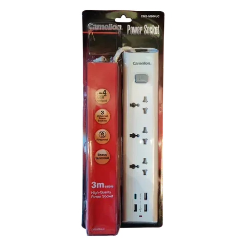 Image of product EXTENSION LEAD 3 WAY+USB CMS- M904UC CAMELION