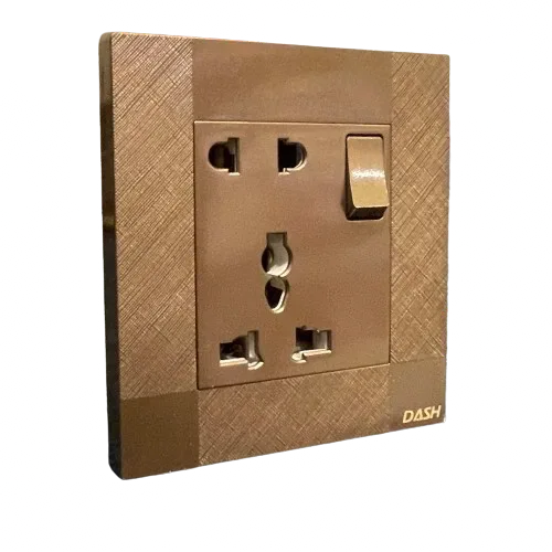 Image of product LIGHT PLUG + SOCKET SWITCH PLATE D1 BROWN DASH