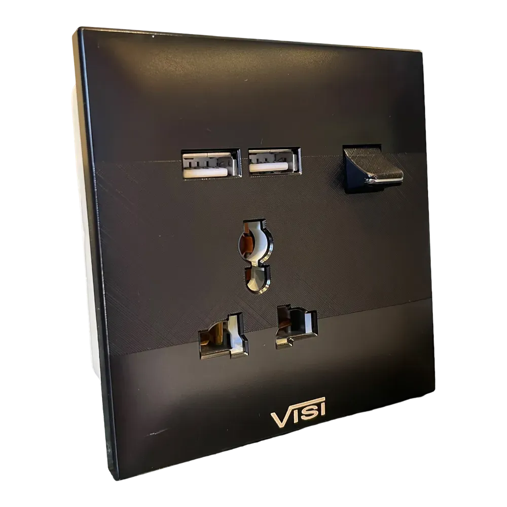 Image of product LIGHT PLUG + 2 USB SWITCH PLATE VISI