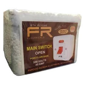 Image of product MAIN SWITCH OPEN PORCELAIN BASE 500 VOLTS 40 AMP