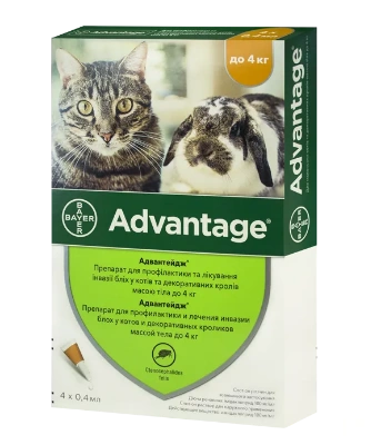  ADVANTAGE 40 (Адвантейдж) краплі на холку від бліх та кліщів для котів до 4кг, піпетка