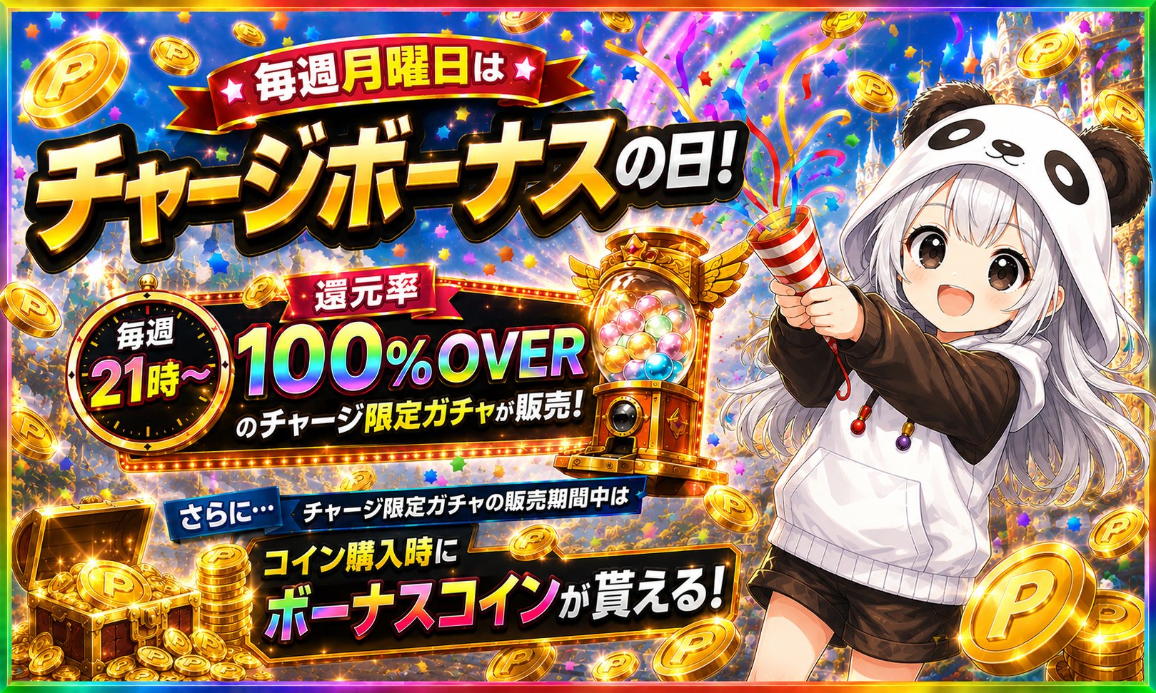 毎週月曜はチャージボーナスの日🌟