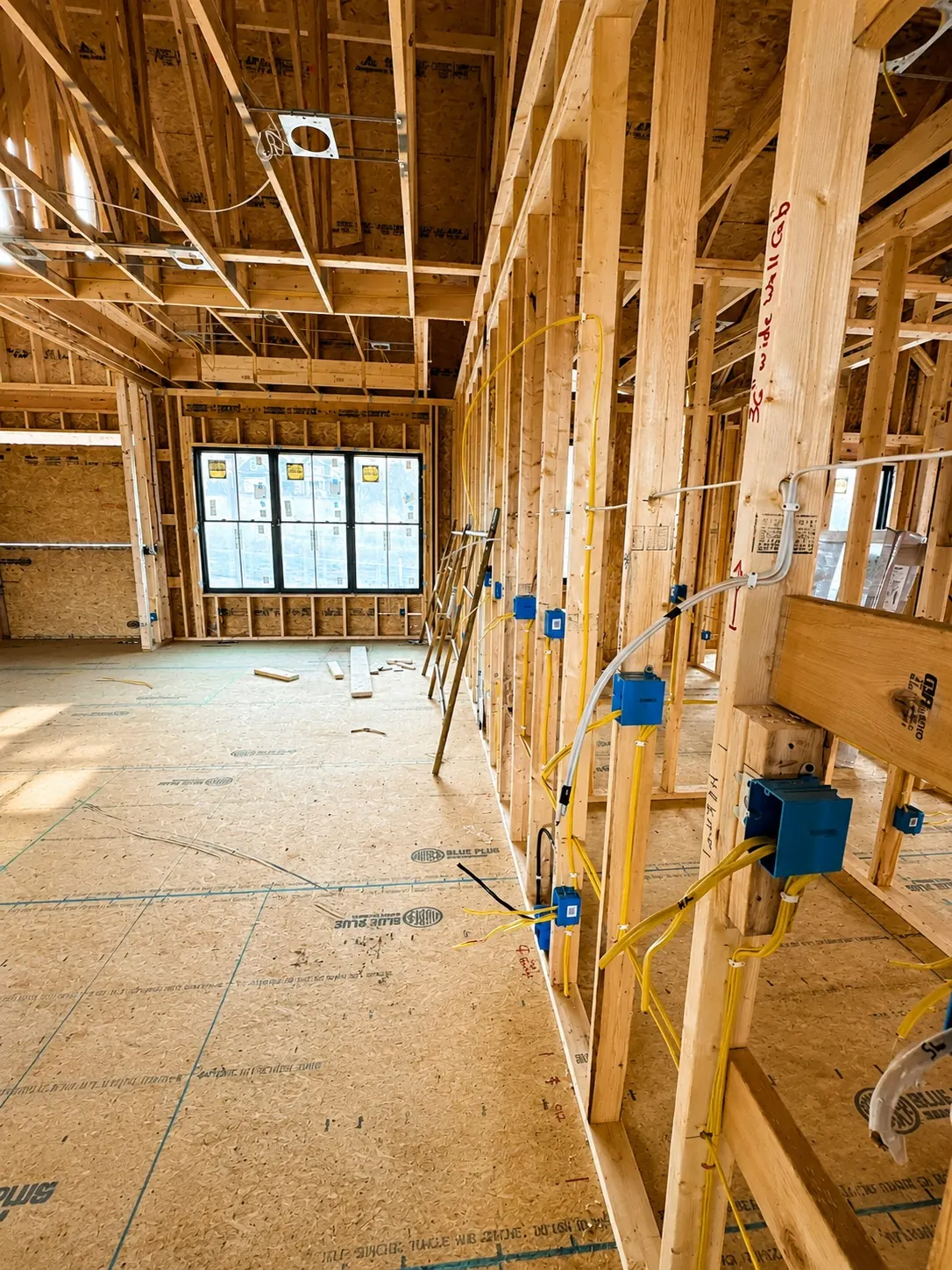Electrical rough-in wiring for new construction