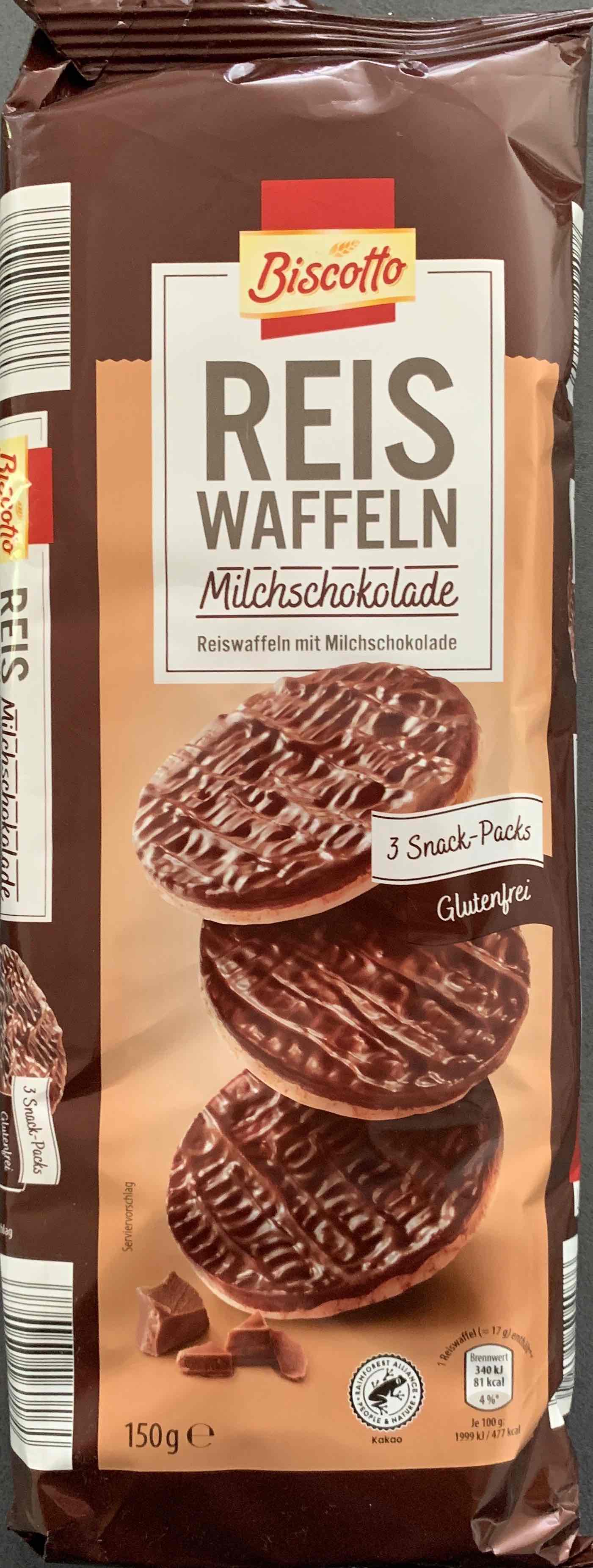 Reis Waffeln Milchschokolade