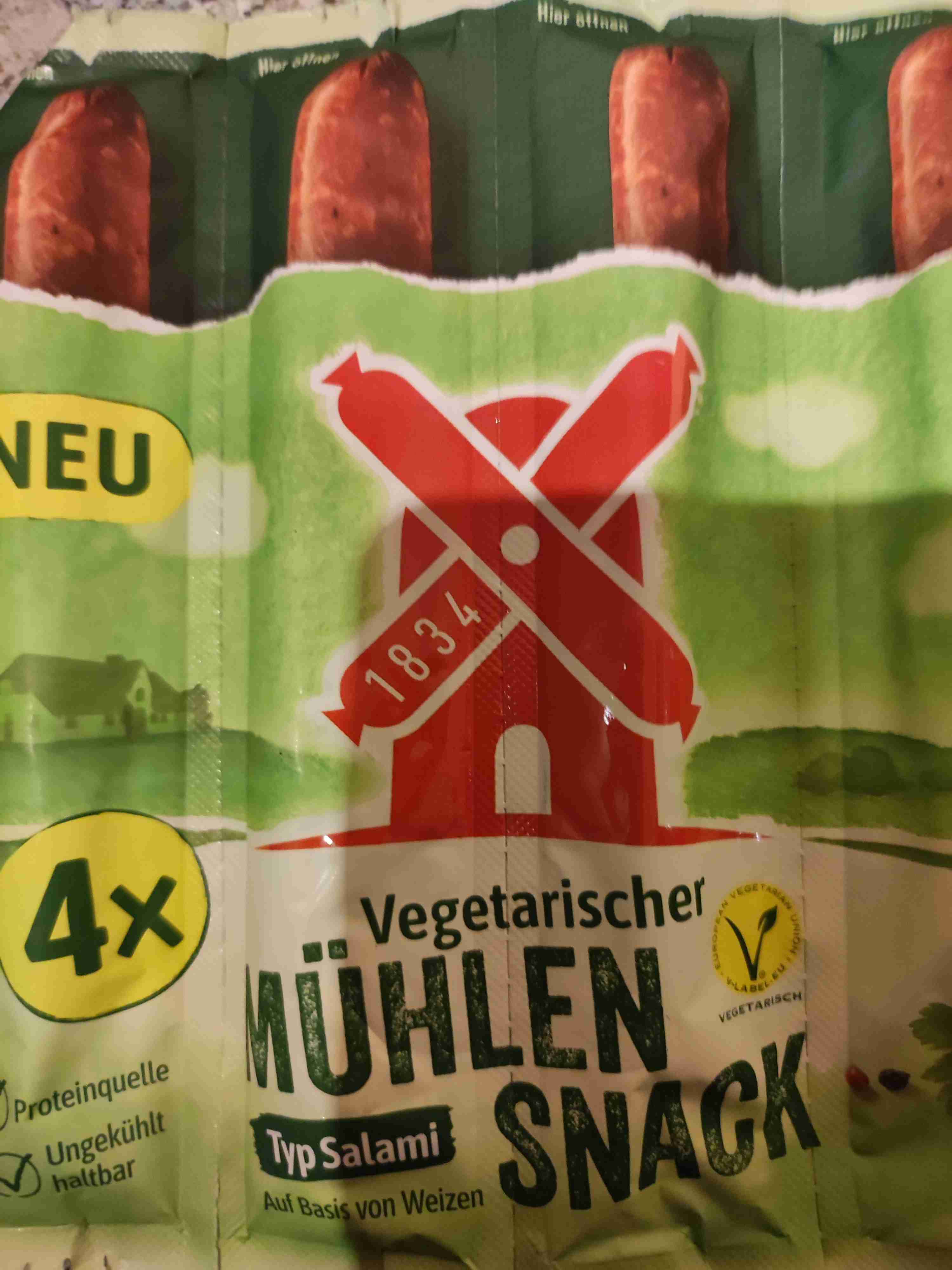 Vegetarischer Mühlen-Snack Typ Salami