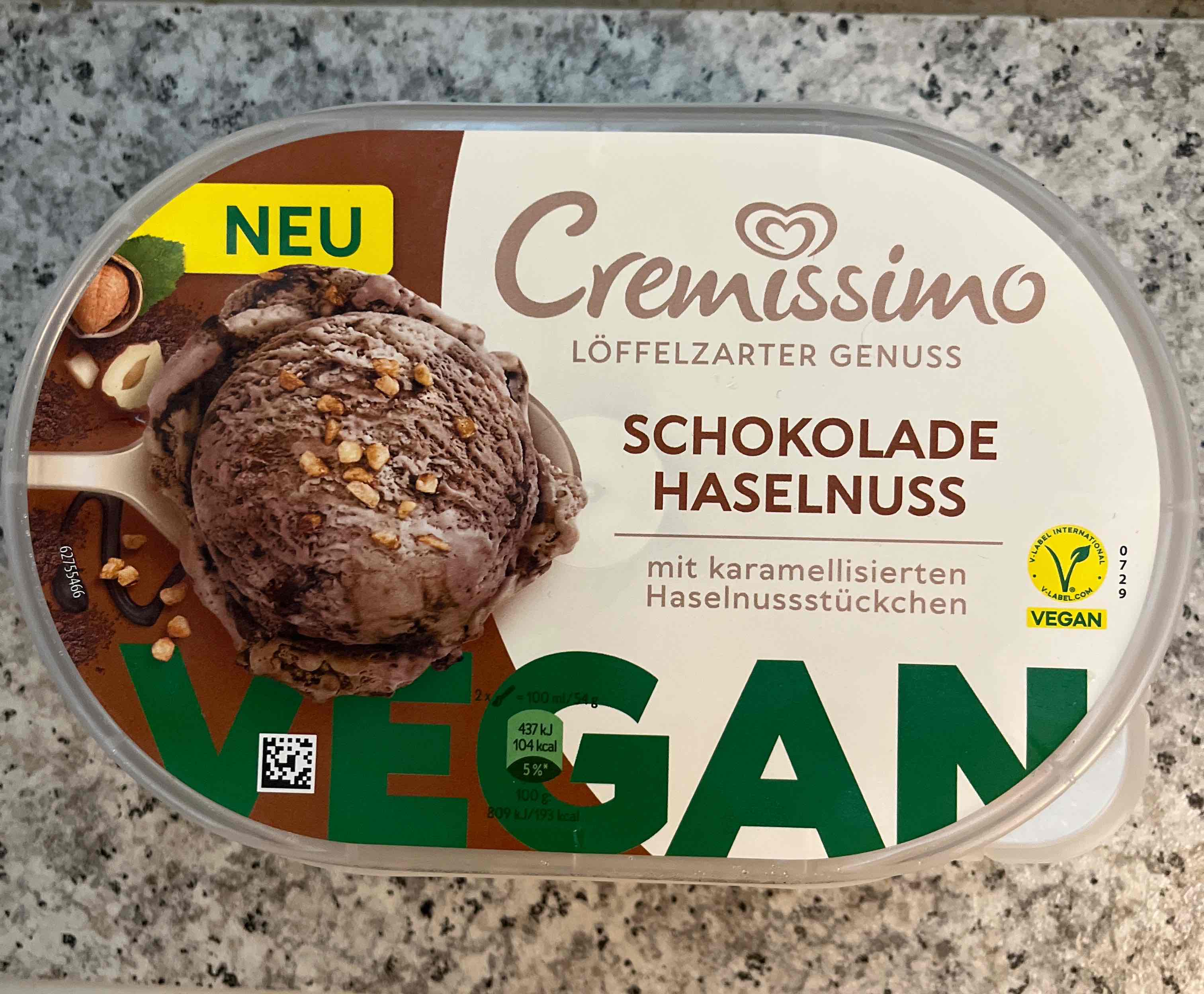 Schokolade-Haselnuss-Eis, Vegan