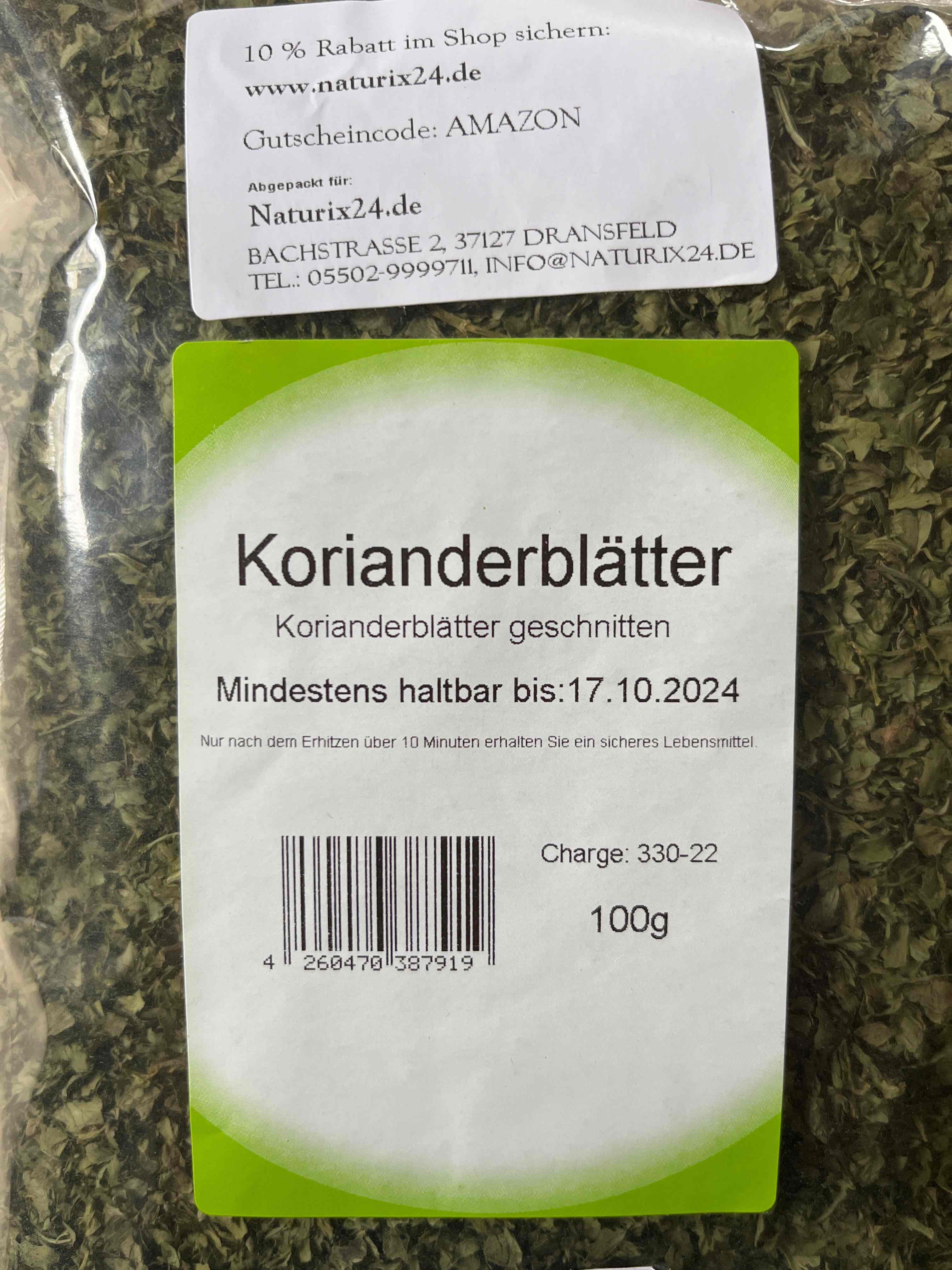 Korianderblätter gerebelt