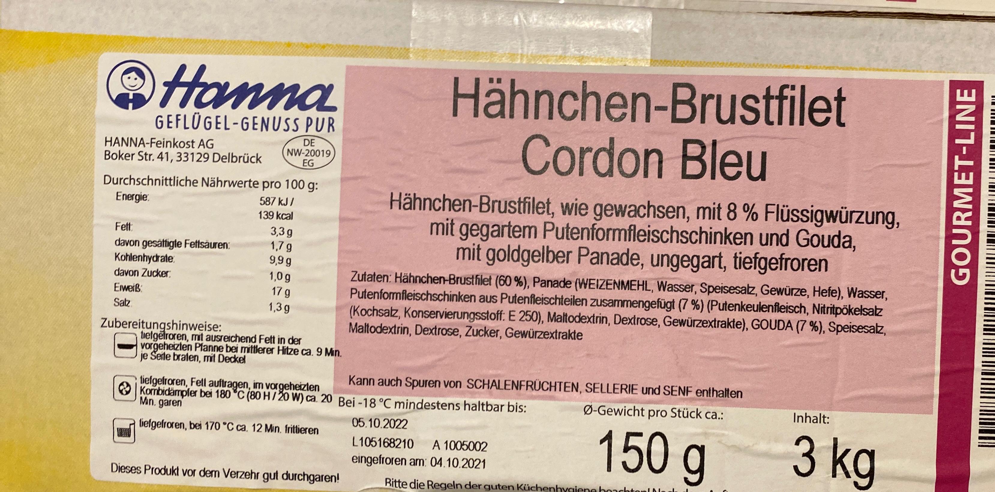 Hänchen-Brustfilet Cordon Bleu