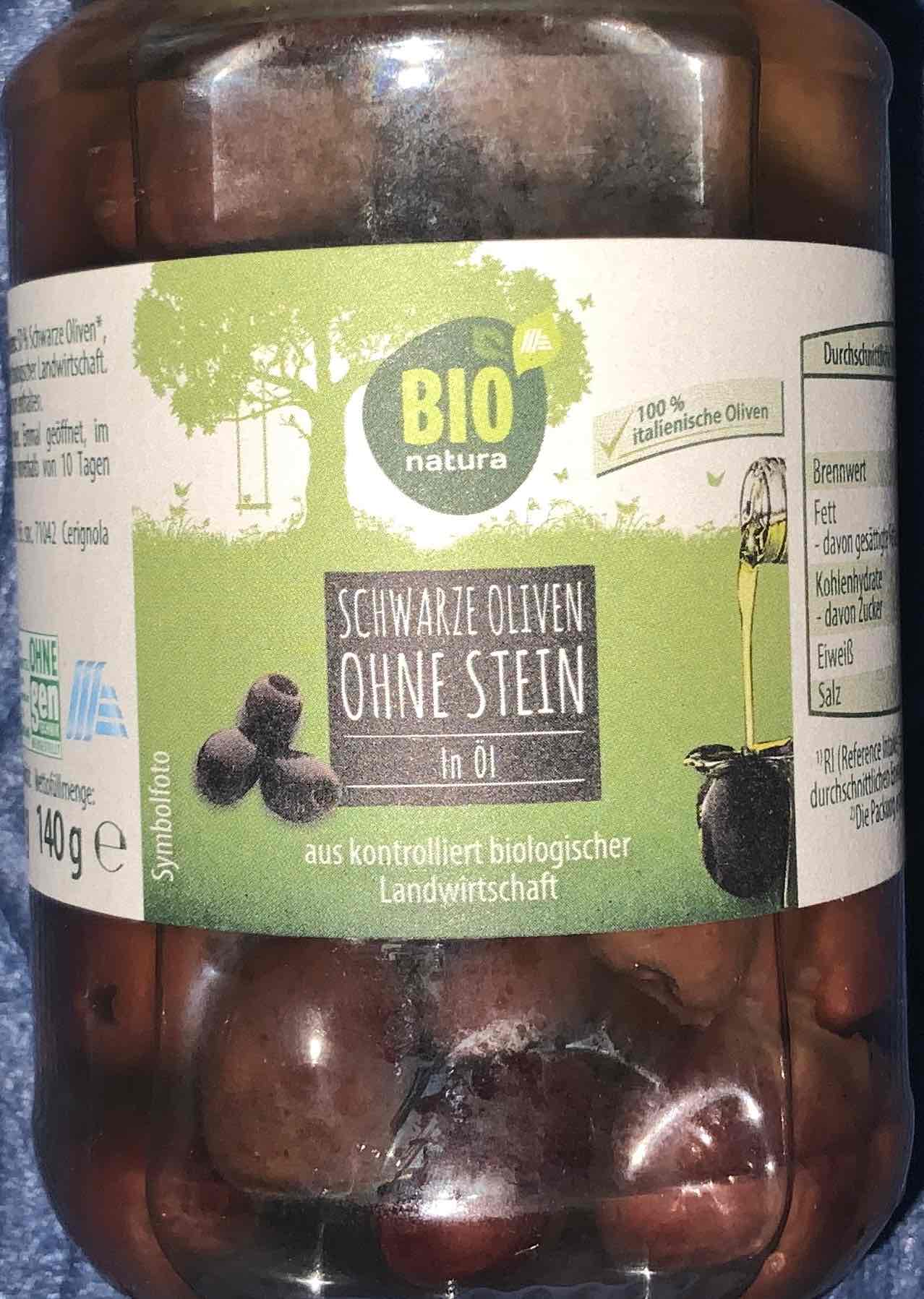 Schwarze Oliven ohne Stein in Öl