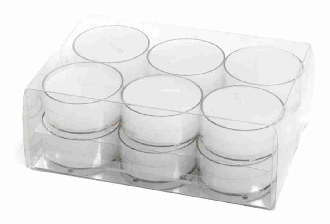 Teelichter weiß (transparentes Schälchen)