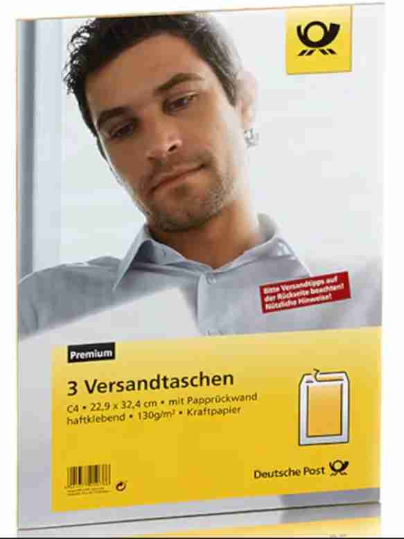 Versandtaschen, DIN C4, mit Papprückwand, haftklebend