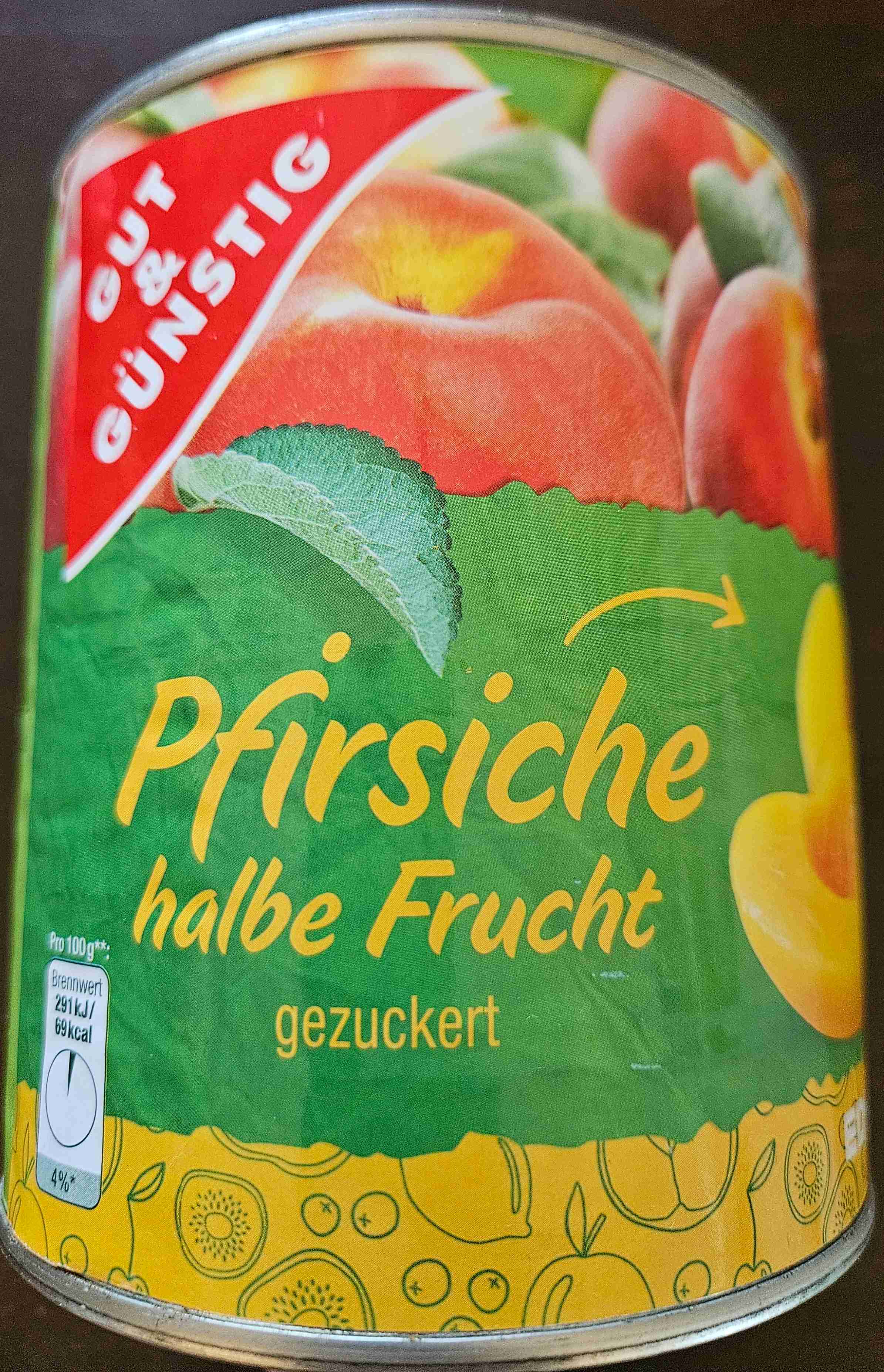 Pfirsiche halbe Frucht gezuckert