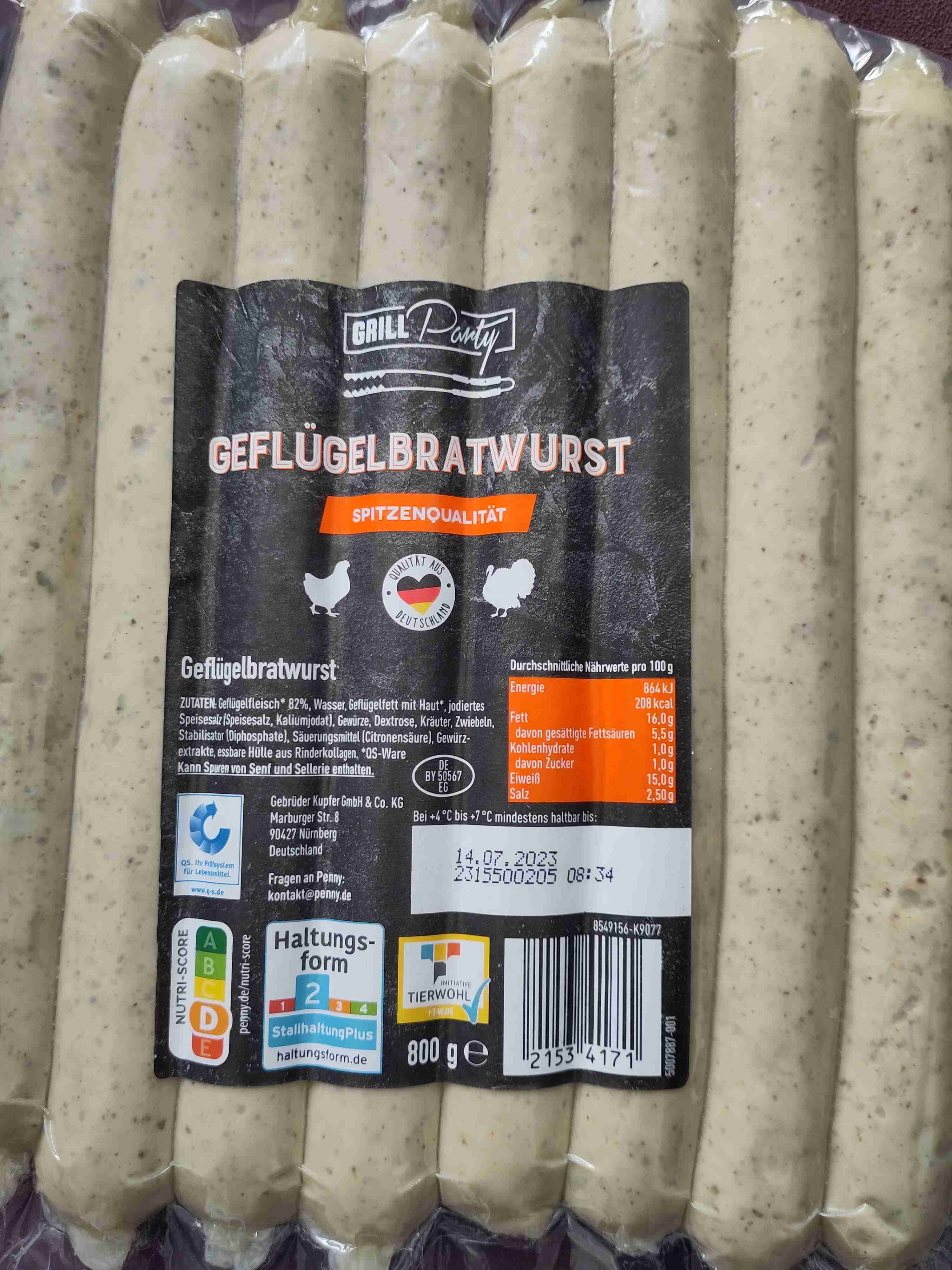 Geflügel -Bratwurst