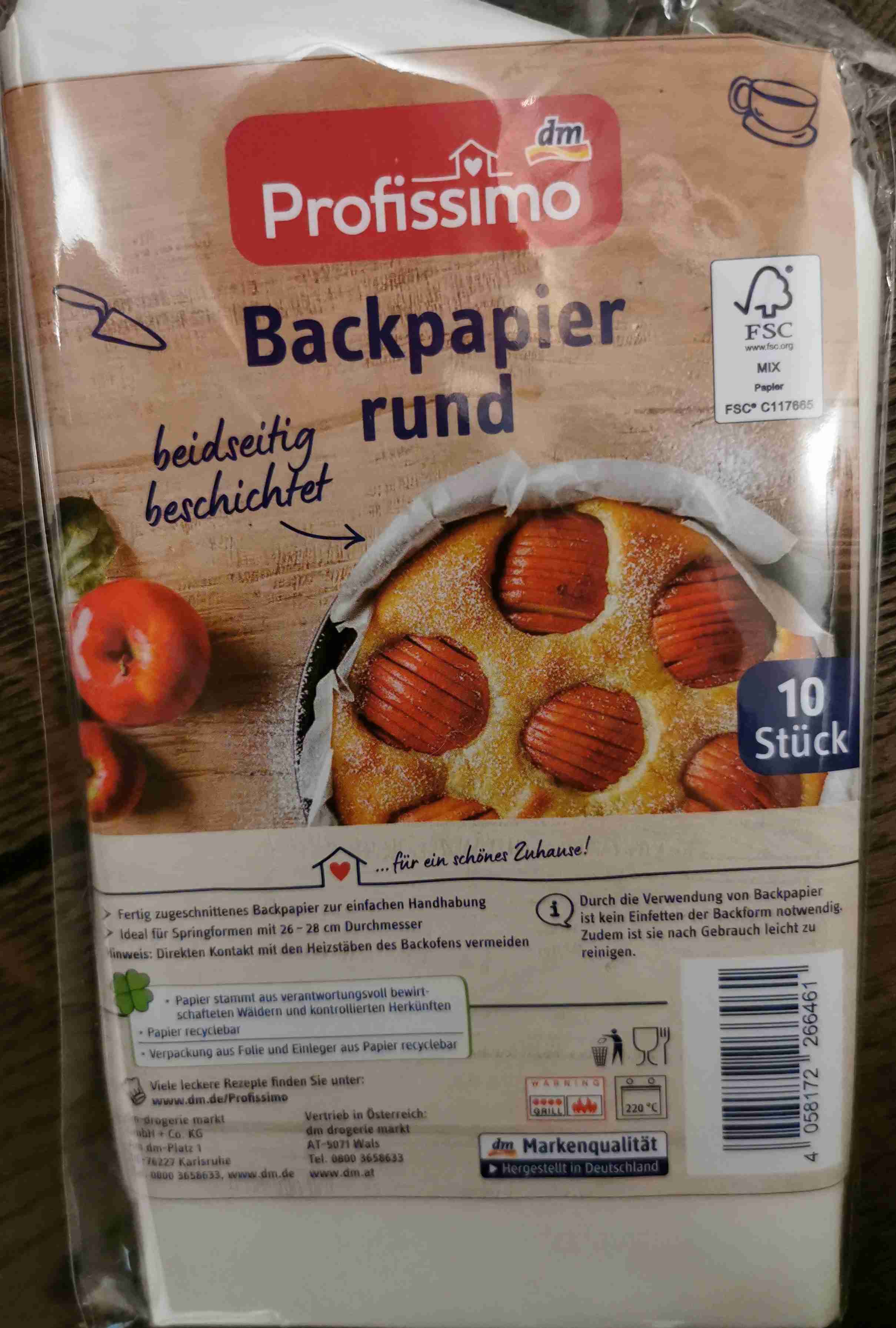 Backpapier rund