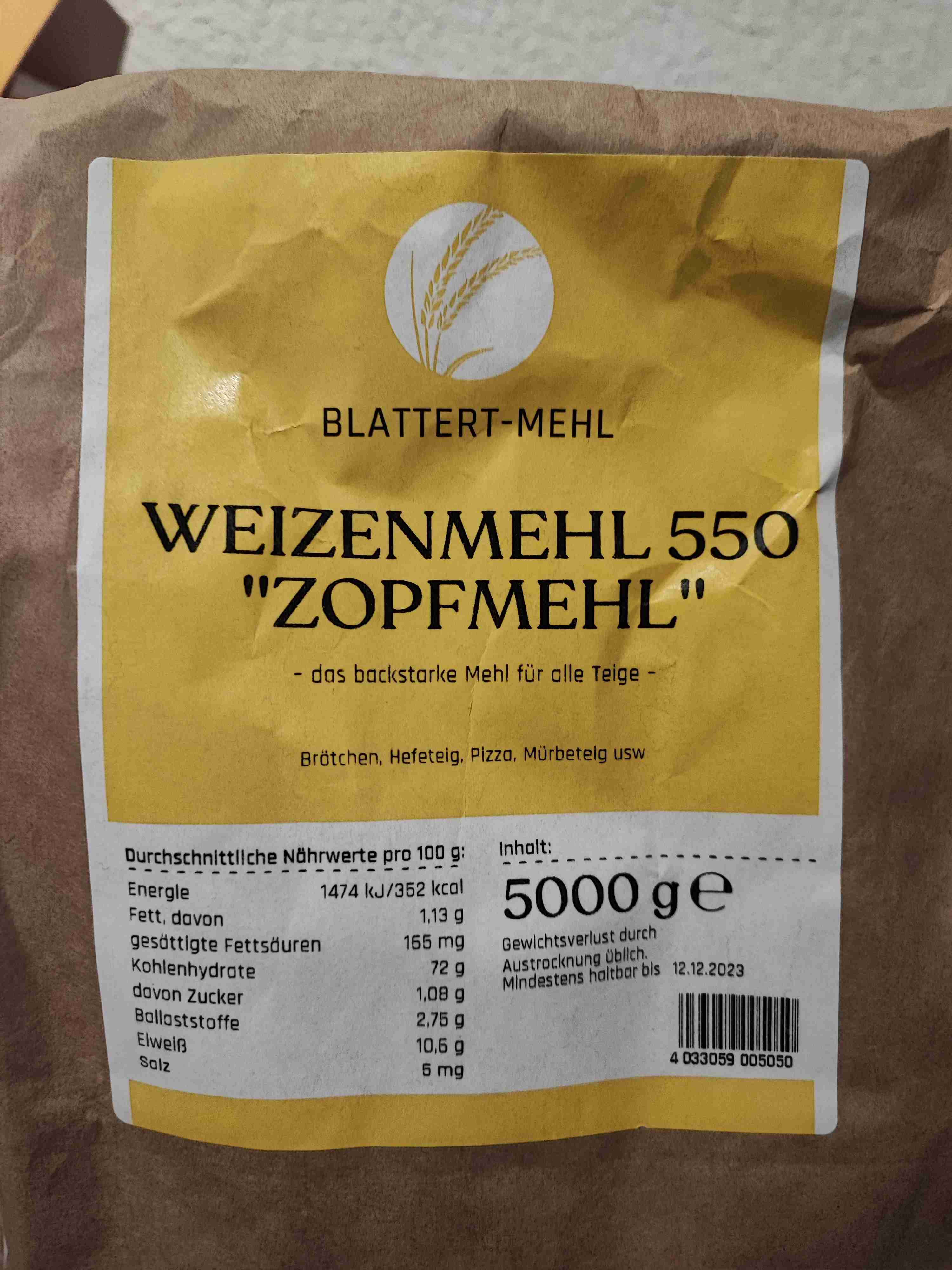 Weizenmehl 550 zopfmehl