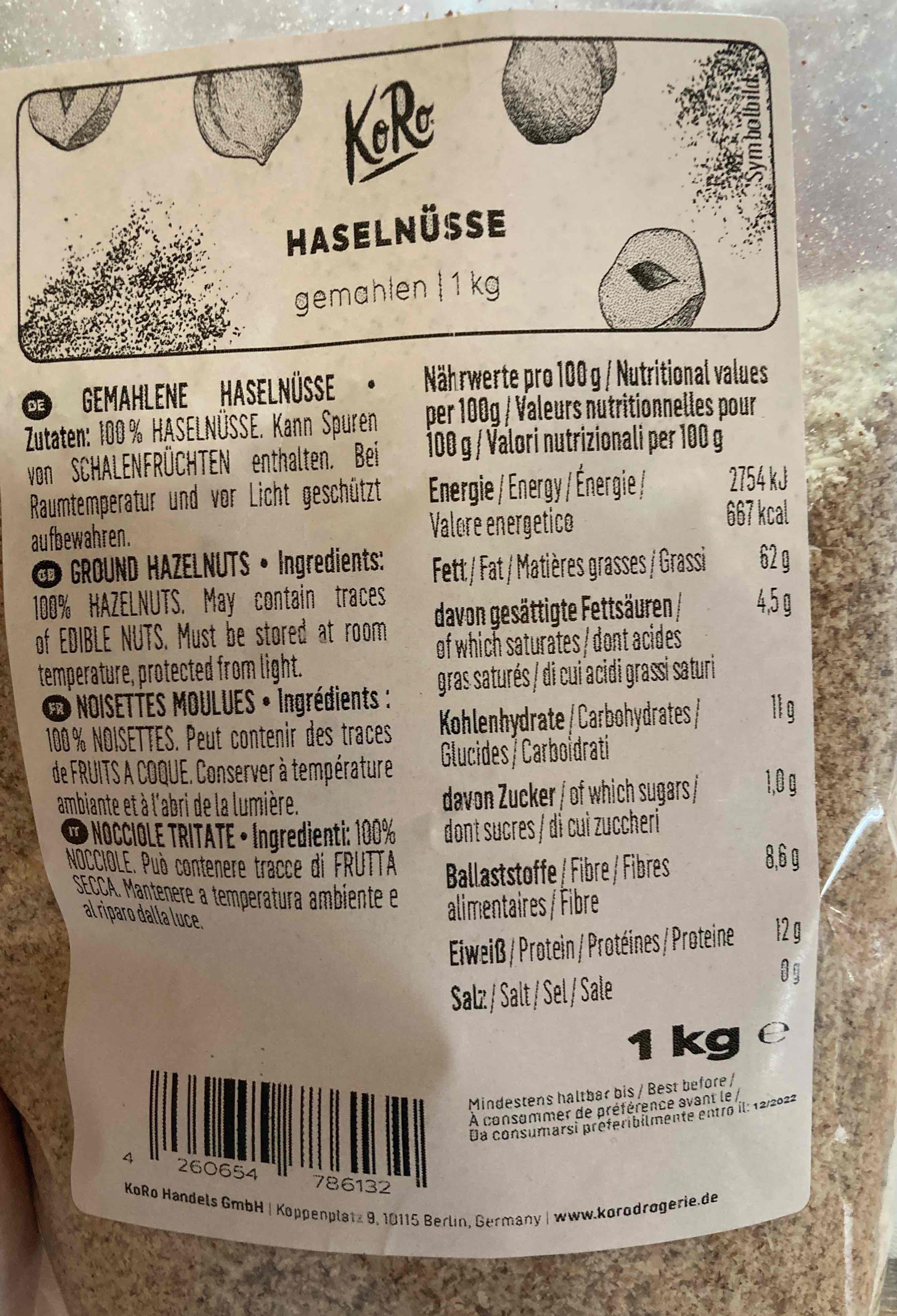 Haselnüsse gemahlen