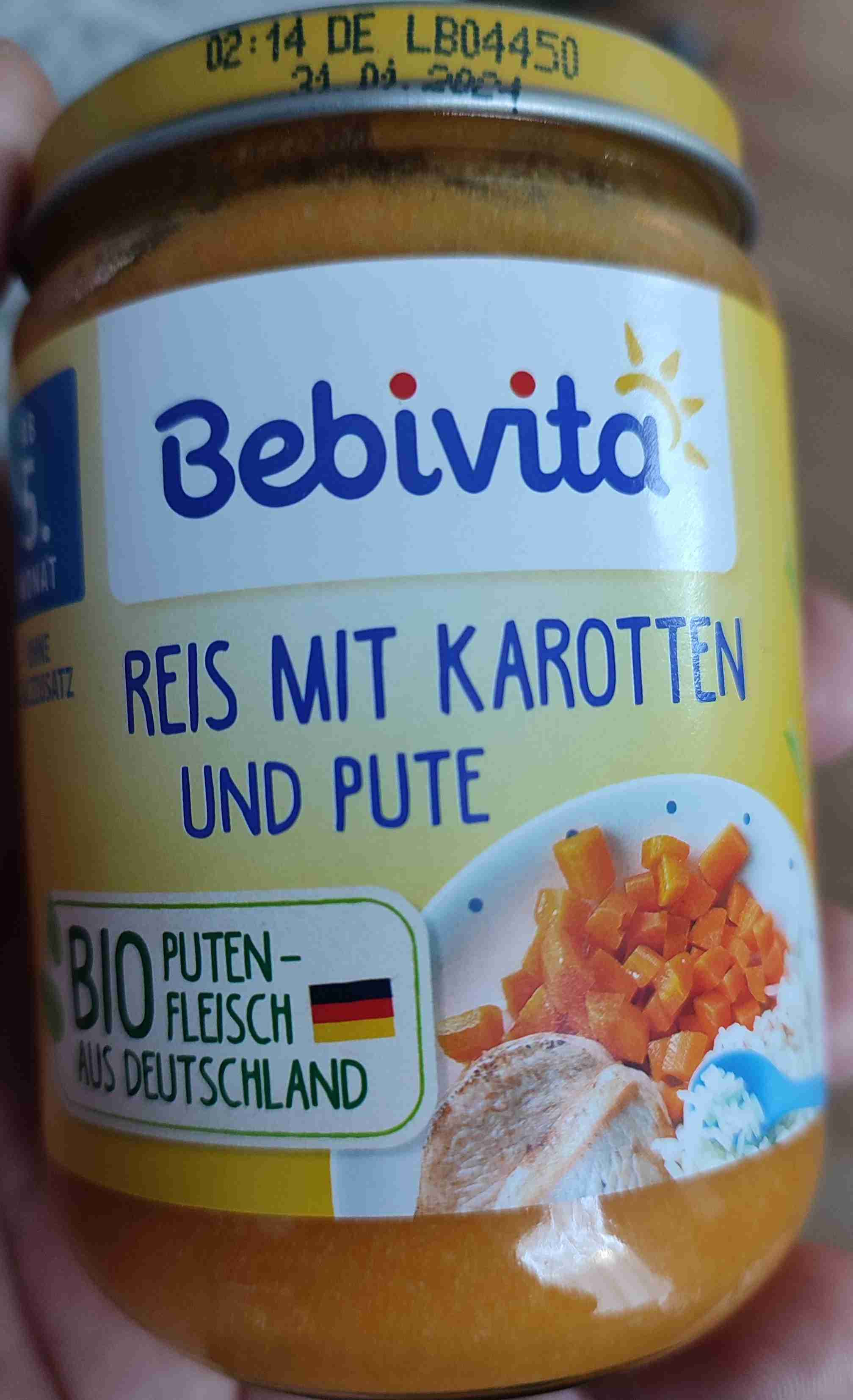 Reis mit Karotten und Pute