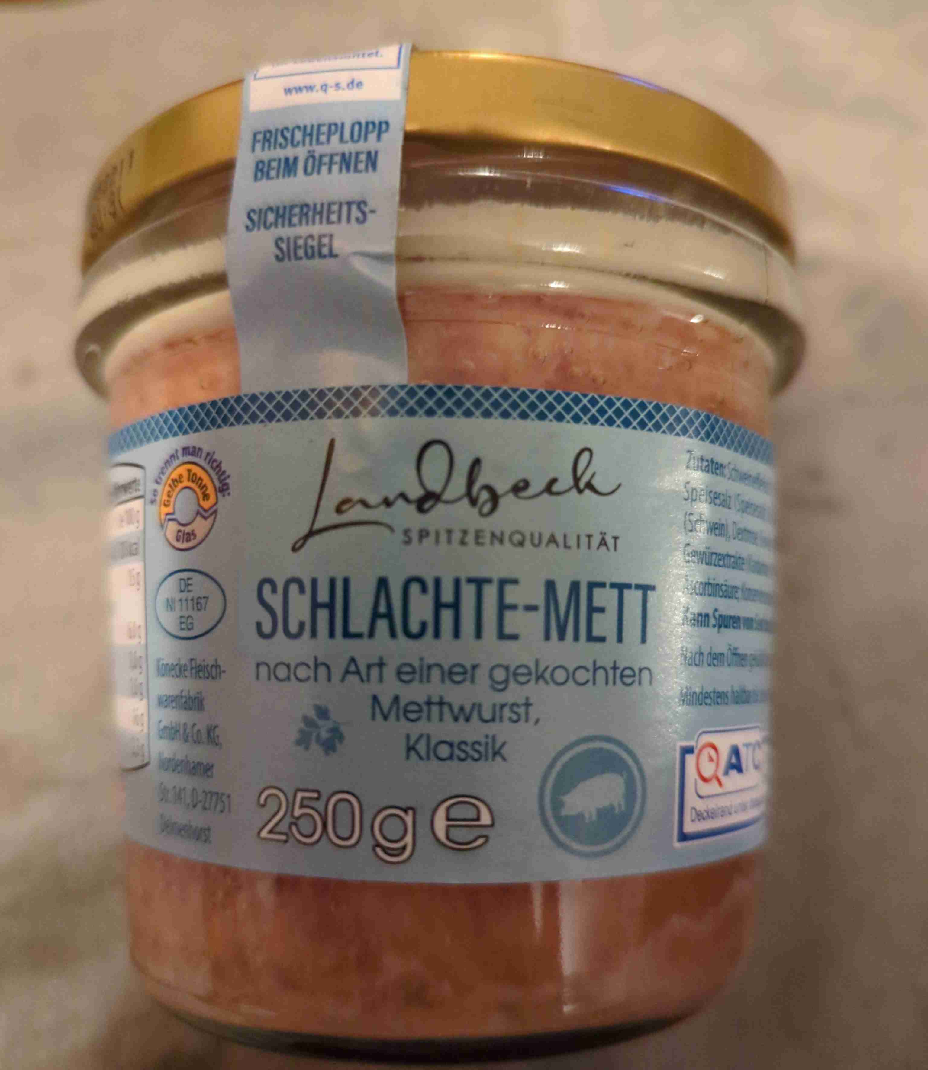 Schlachte-Mett mach Art einer gekochten Mettwurst 