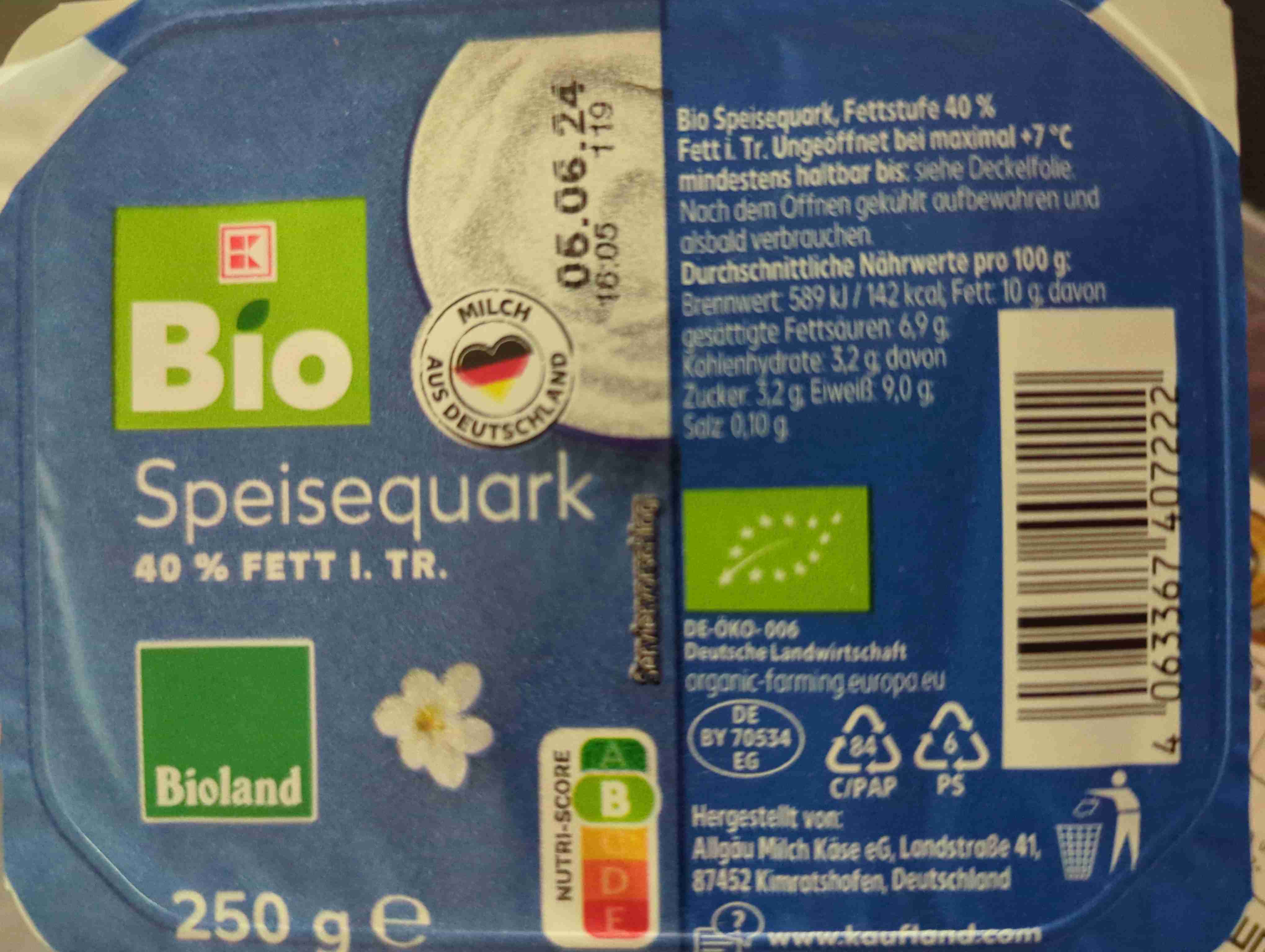 Speisequark, bio, 40% Fett