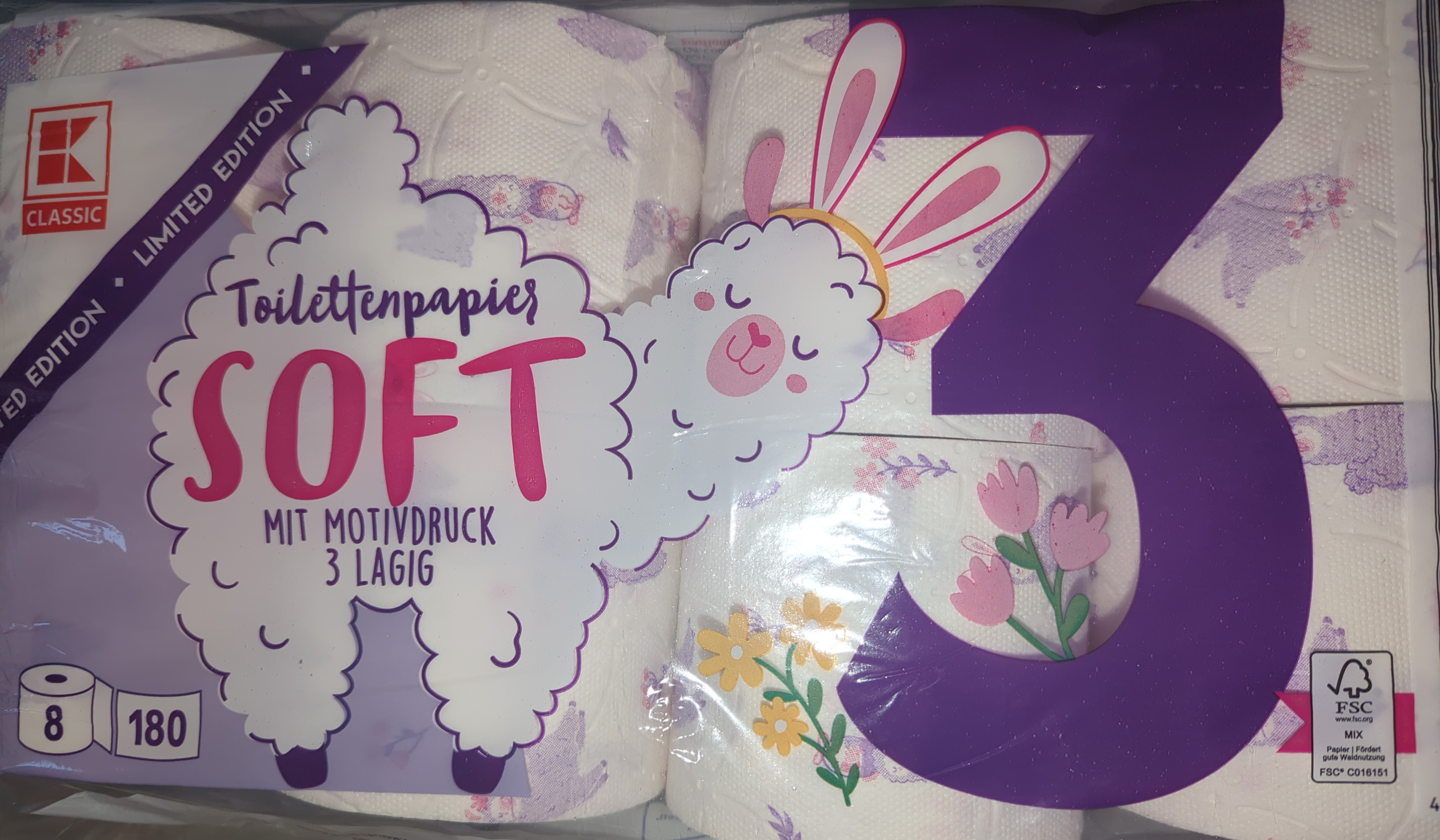 Toilettenpapier SOFT, mit Motivdruck, 3lagig