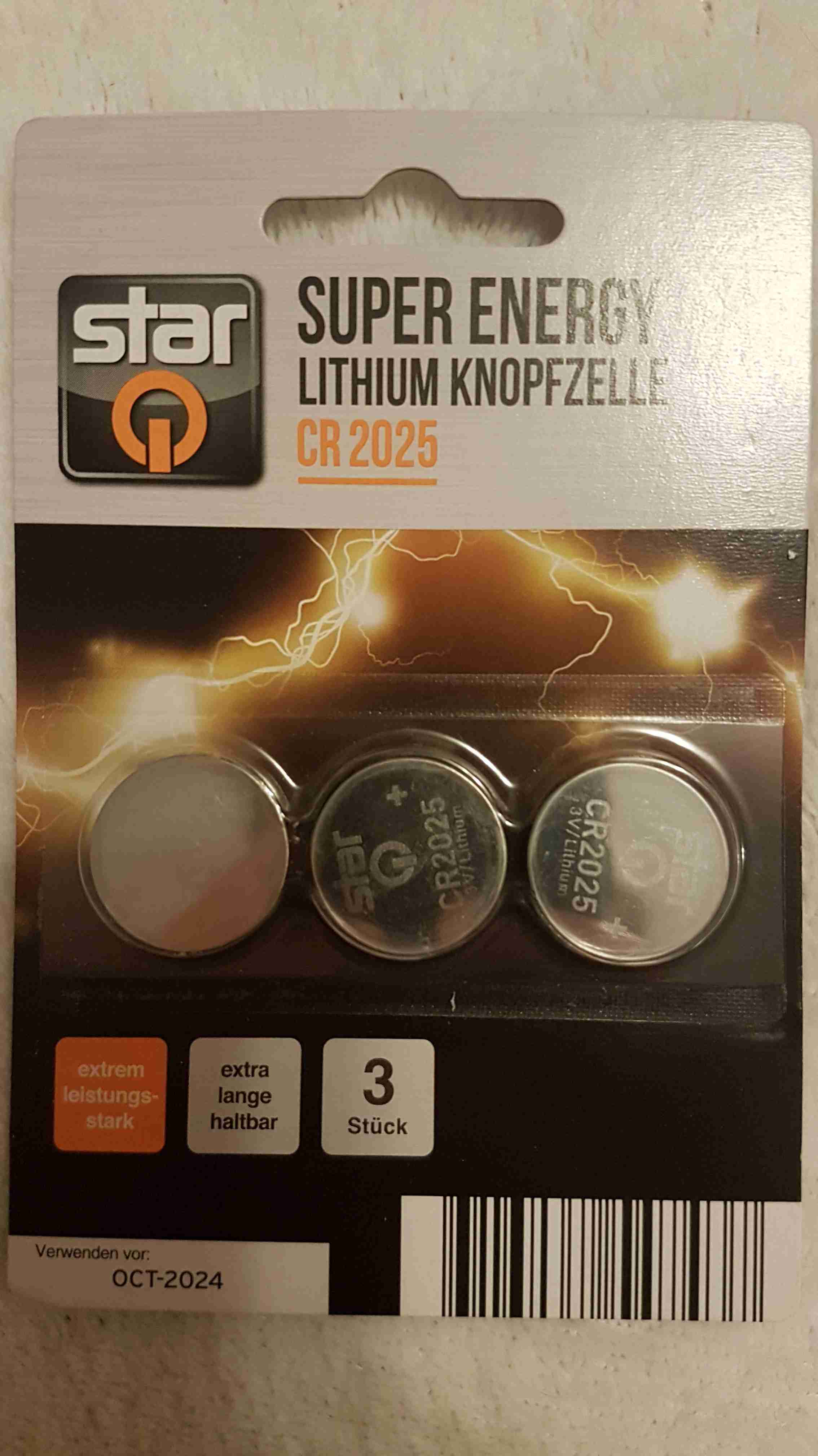 Lithium Knopfzelle CR2025