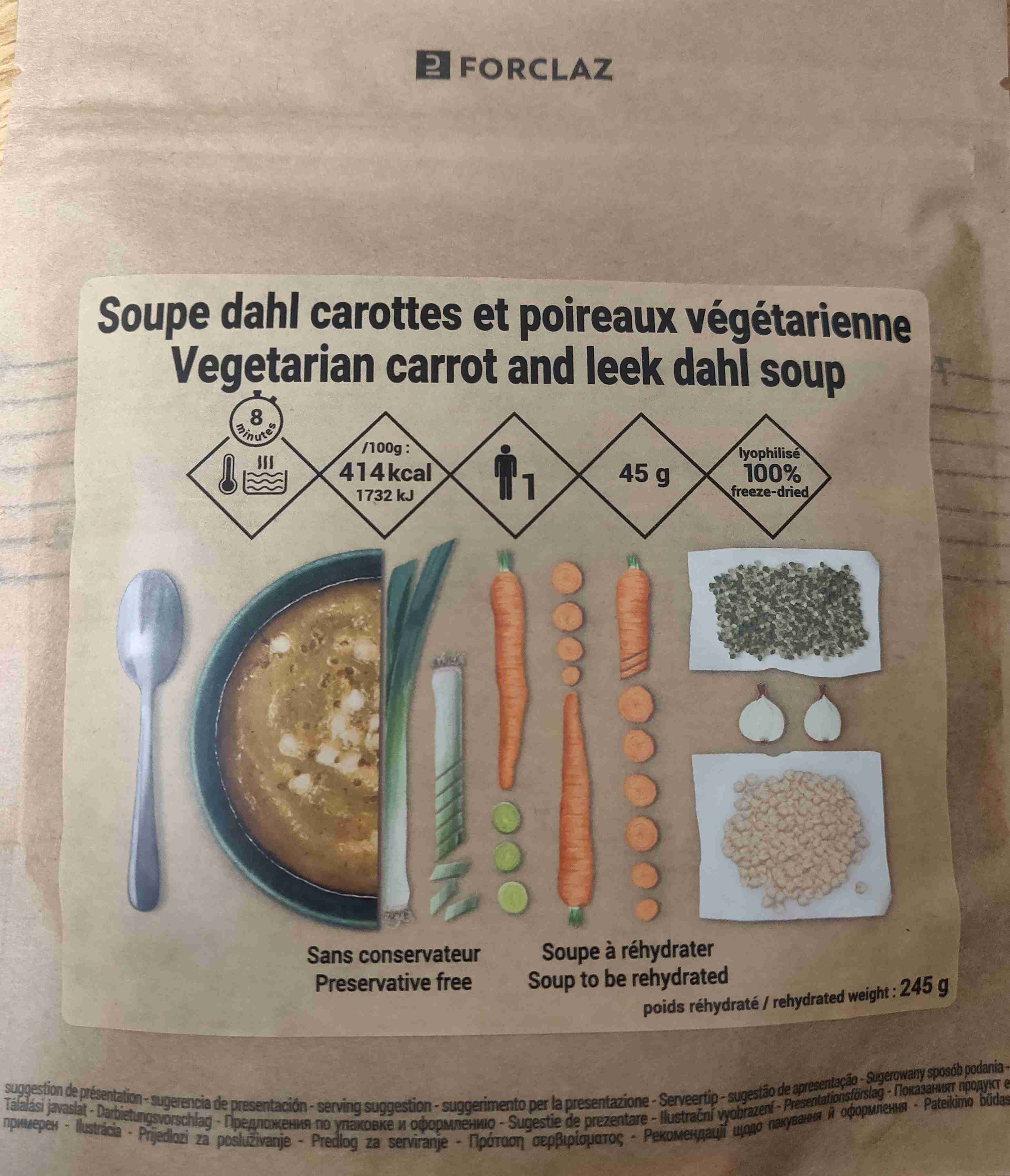 Soupe Dahl carottes et poireaux végétarienne